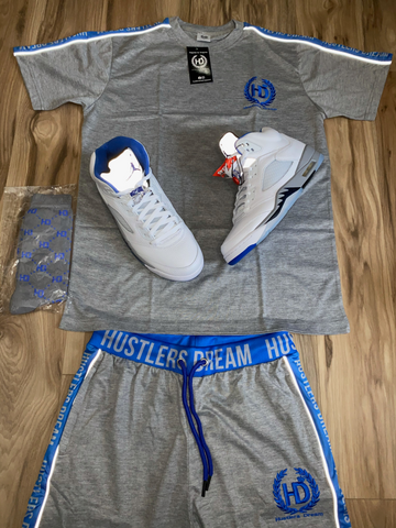 HD Luxury Sport Reflective Short Set Blue